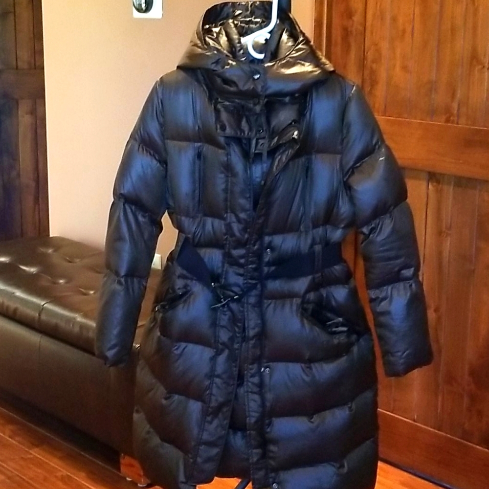 Zara metallic down puffer jacket.